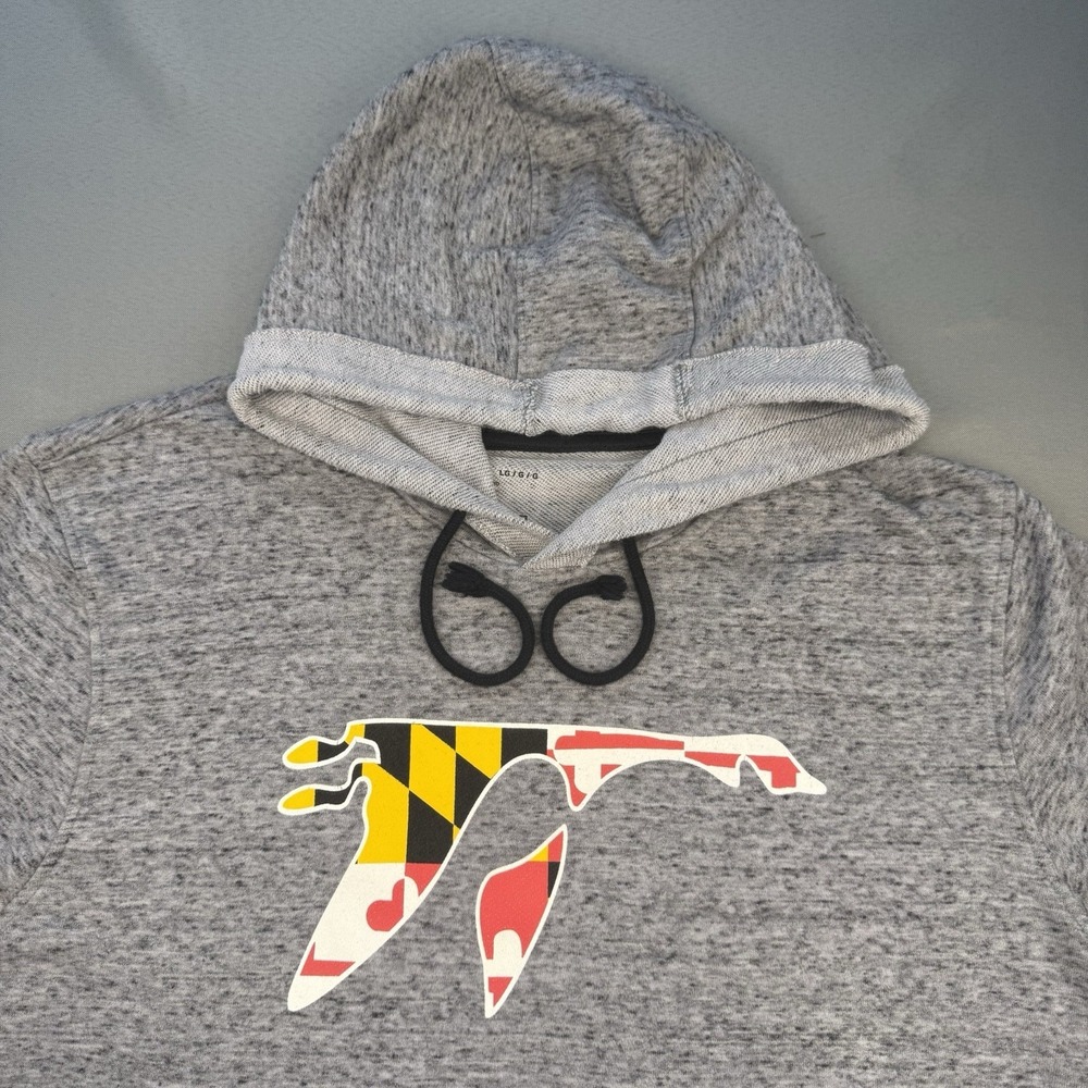 Under Armor Maryland Flag Duck /Goose/ Bird Gray S/S Hoodie Men's Large